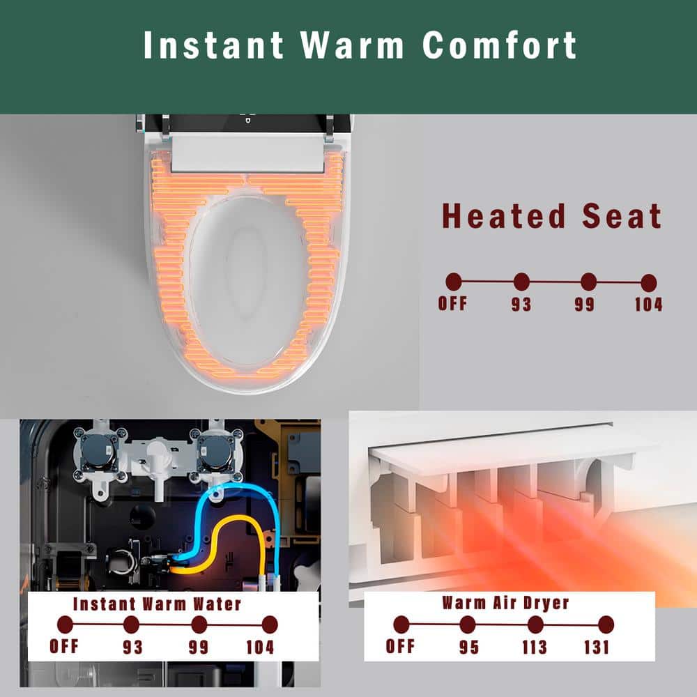 Nivencai Smart Elongated Bidet Toilet with Heated Features and Self-Cleaning
