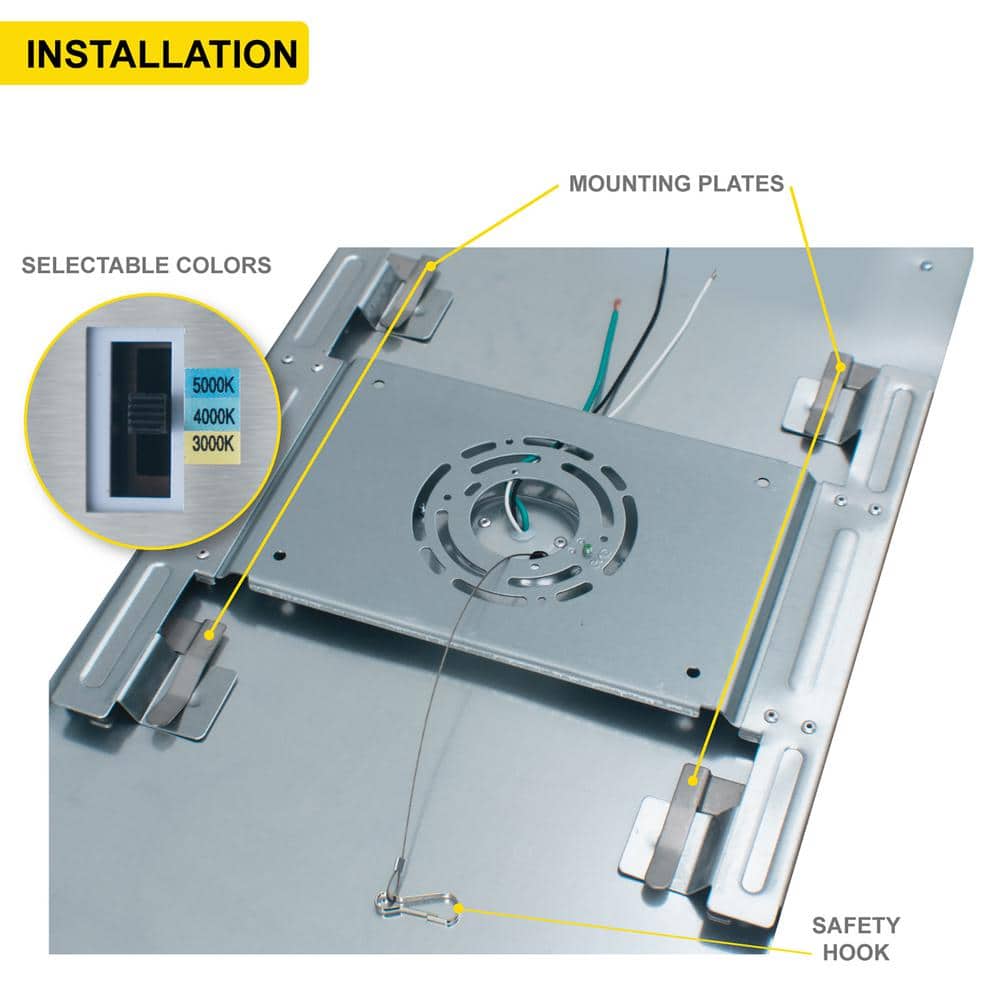 NuWatt 2 ft. x 4 ft. Surface Mount Integrated LED Panel, 120-277V, 3CCT 3000K-5000K Selectable, 0-10V Dimmable, 5000 LM, 2 Pack