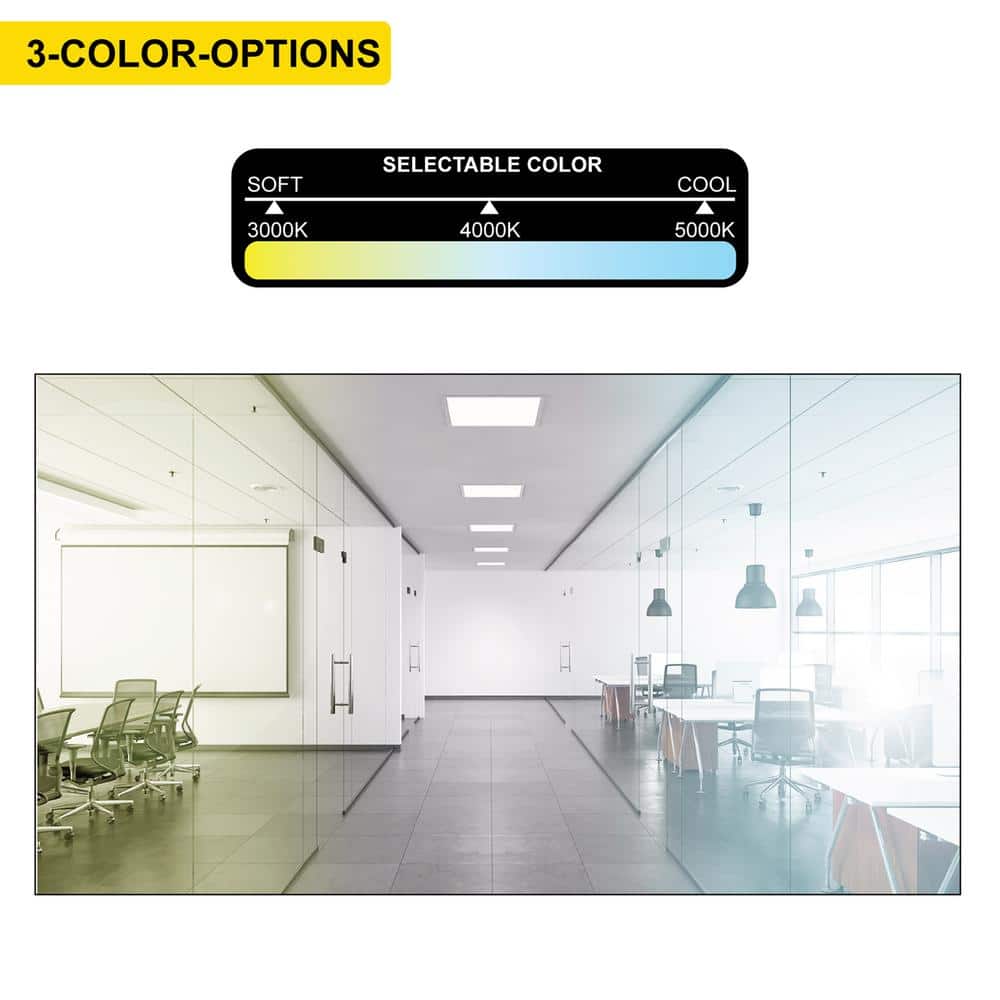 NuWatt 2 ft. x 4 ft. Surface Mount Integrated LED Panel, 120-277V, 3CCT 3000K-5000K Selectable, 0-10V Dimmable, 5000 LM, 2 Pack