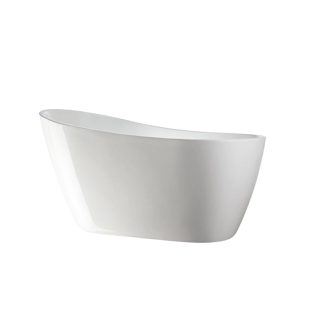 Vanity Art Unbranded Limoges 55 in. Acrylic Flatbottom Bathtub in White/Oil Rubbed Bronze