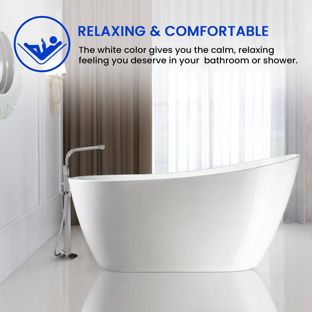Vanity Art Unbranded Limoges 55 in. Acrylic Flatbottom Bathtub in White/Oil Rubbed Bronze