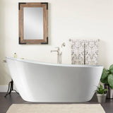 Vanity Art Unbranded Limoges 55 in. Acrylic Flatbottom Bathtub in White/Oil Rubbed Bronze