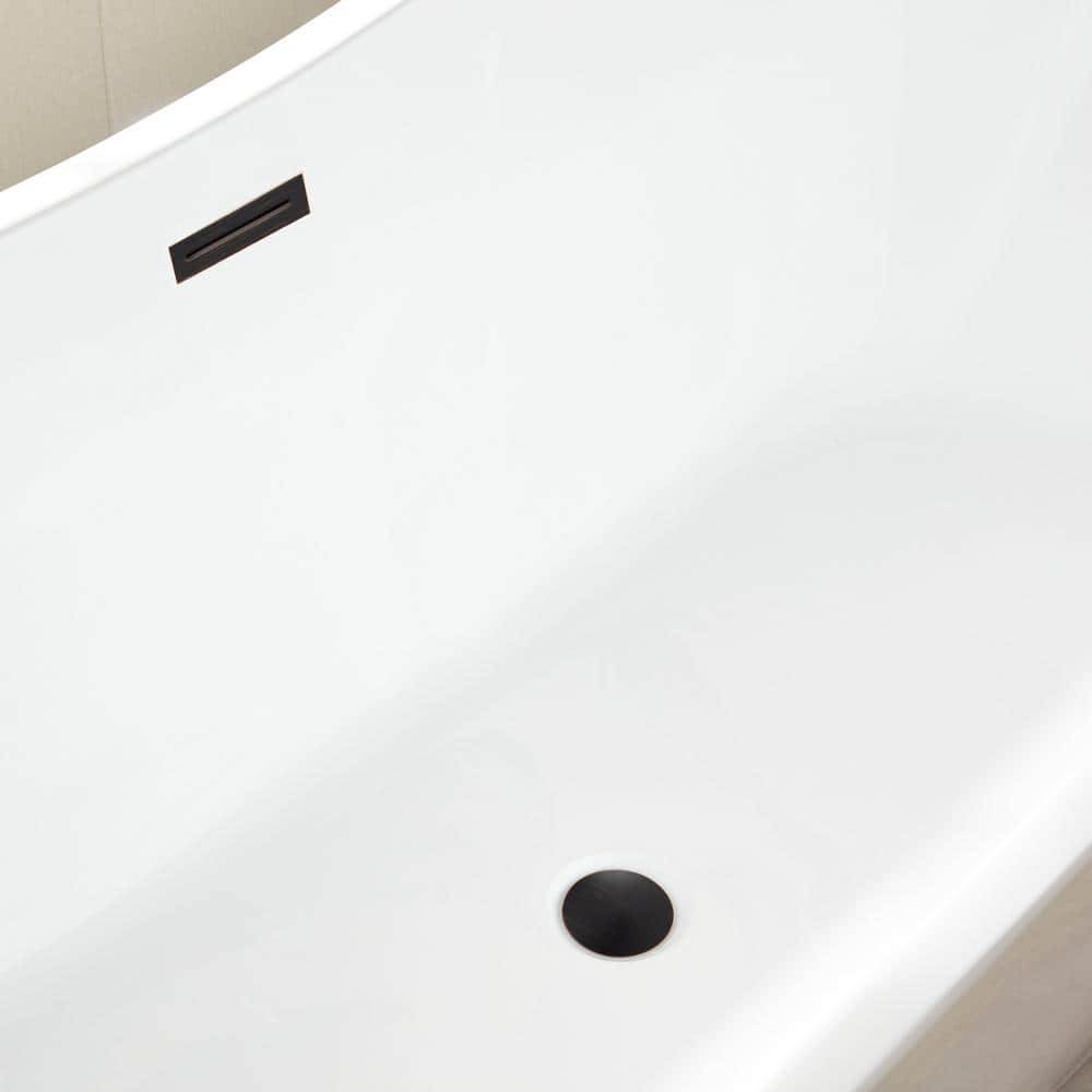 Vanity Art 71 in. Acrylic Flatbottom Freestanding Bathtub in White/Oil Rubbed Bronze