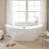 Vanity Art 71 in. Acrylic Flatbottom Freestanding Bathtub in White/Oil Rubbed Bronze
