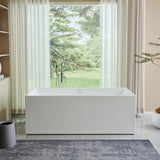 Vanity Art Talence 59 in. Acrylic Flatbottom Freestanding Bathtub in White/Oil Rubbed Bronze