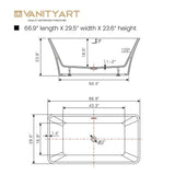 Vanity Art Nantes 67 in. x 30 in. Acrylic Freestanding Soaking Bathtub with Center Drain in White/Oil Rubbed Bronze