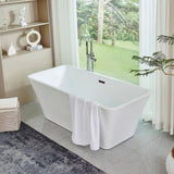 Vanity Art Nantes 67 in. x 30 in. Acrylic Freestanding Soaking Bathtub with Center Drain in White/Oil Rubbed Bronze