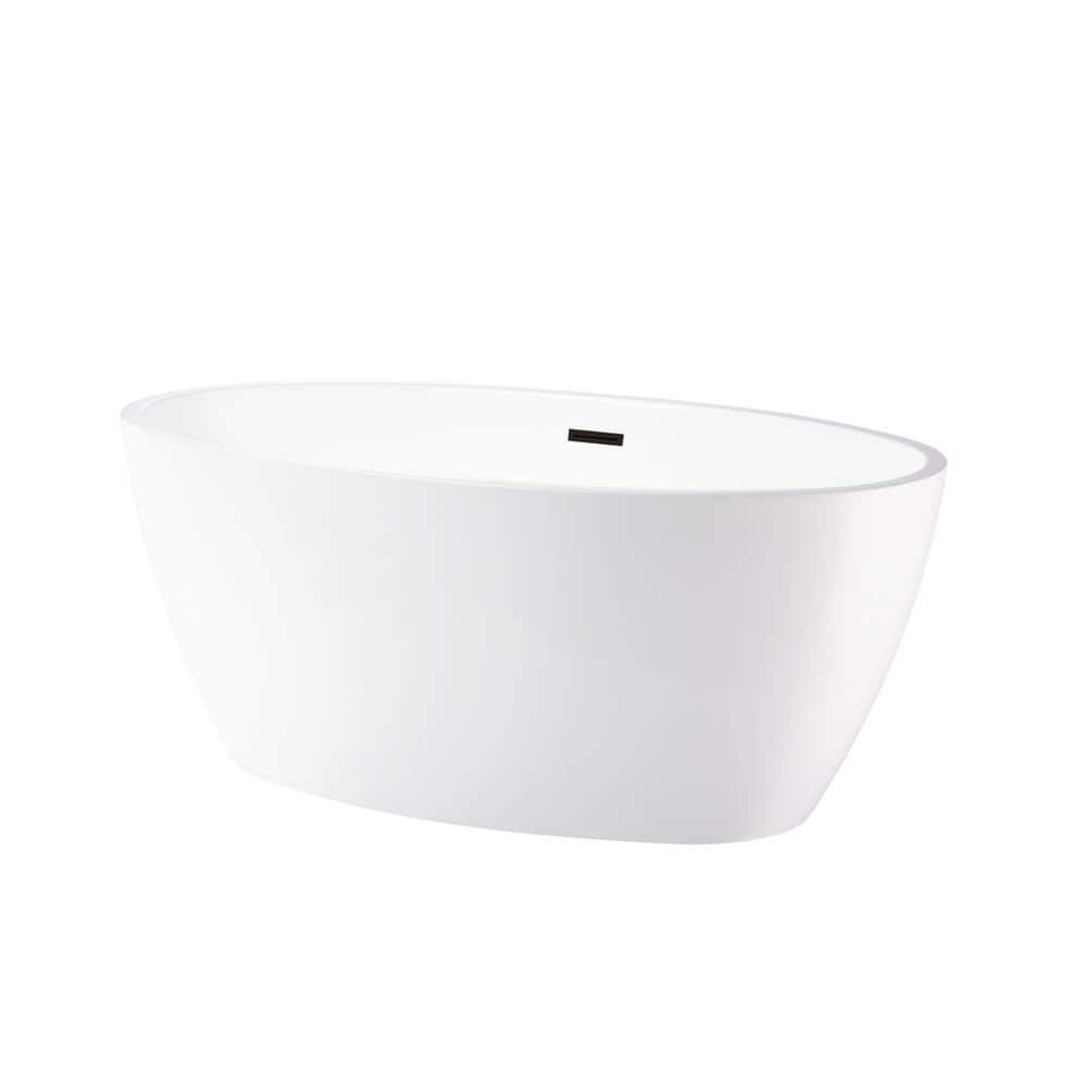 Vanity Art Amiens 69 in. x 40 in. Acrylic Flatbottom Freestanding Soaking Bathtub with Center Drain in White/Oil Rubbed Bronze