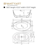 Vanity Art 59 in. Acrylic Flatbottom Freestanding Bathtub in White/Oil Rubbed Bronze