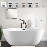 Vanity Art 59 in. Acrylic Flatbottom Freestanding Bathtub in White/Oil Rubbed Bronze