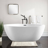 Vanity Art 59 in. Acrylic Flatbottom Freestanding Bathtub in White/Oil Rubbed Bronze