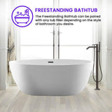 Vanity Art 59 in. Acrylic Flatbottom Freestanding Bathtub in White/Oil Rubbed Bronze