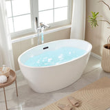 Vanity Art Calais 55 in. L x 32 in. W Acrylic Flatbottom Freestanding Bathtub with Center Drain in White/Oil Rubbed Bronze