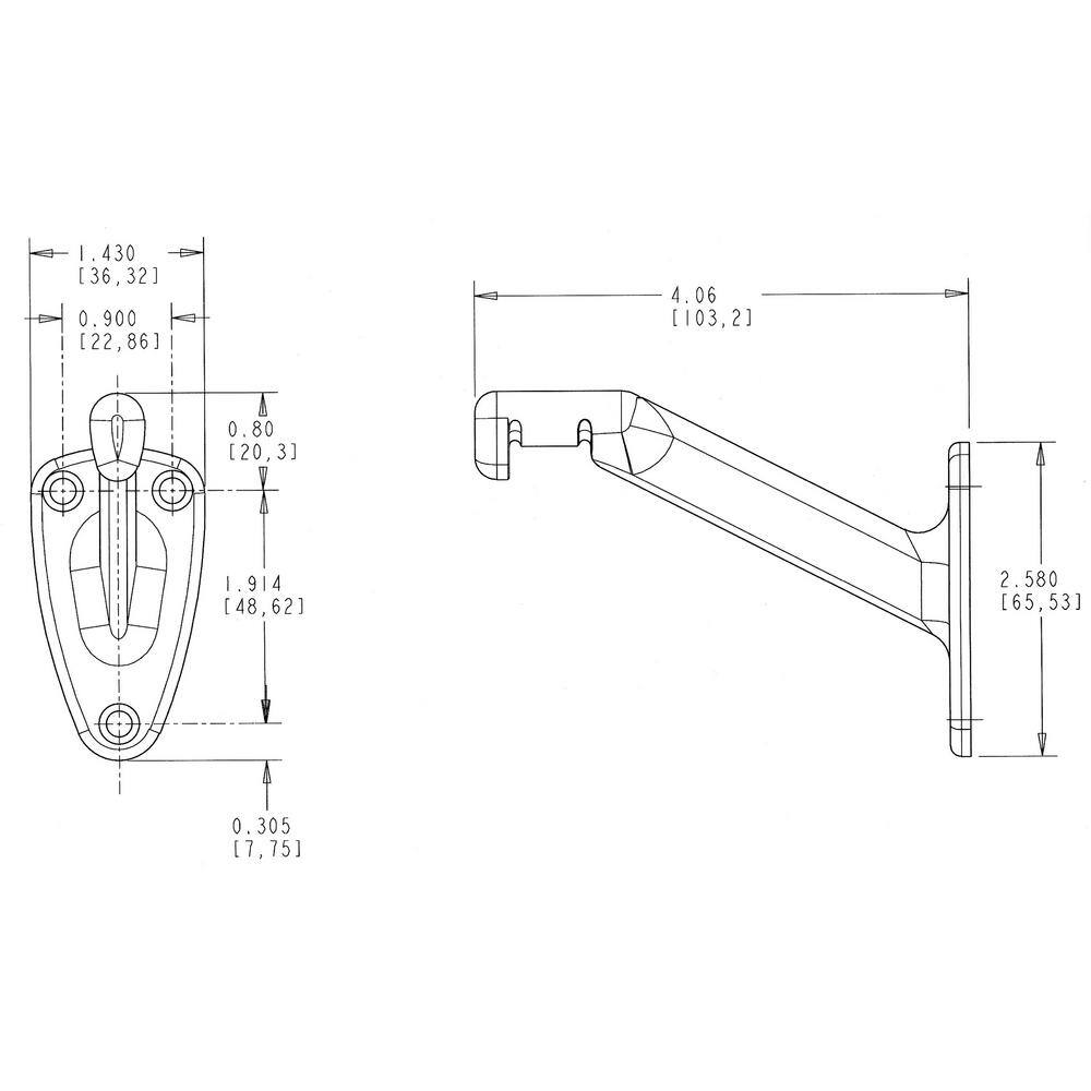 Onward 4-1/16 in. (103 mm) White Heavy-Duty Aluminum Handrail Bracket for Flat Bottom Handrail with Adjustable Angle
