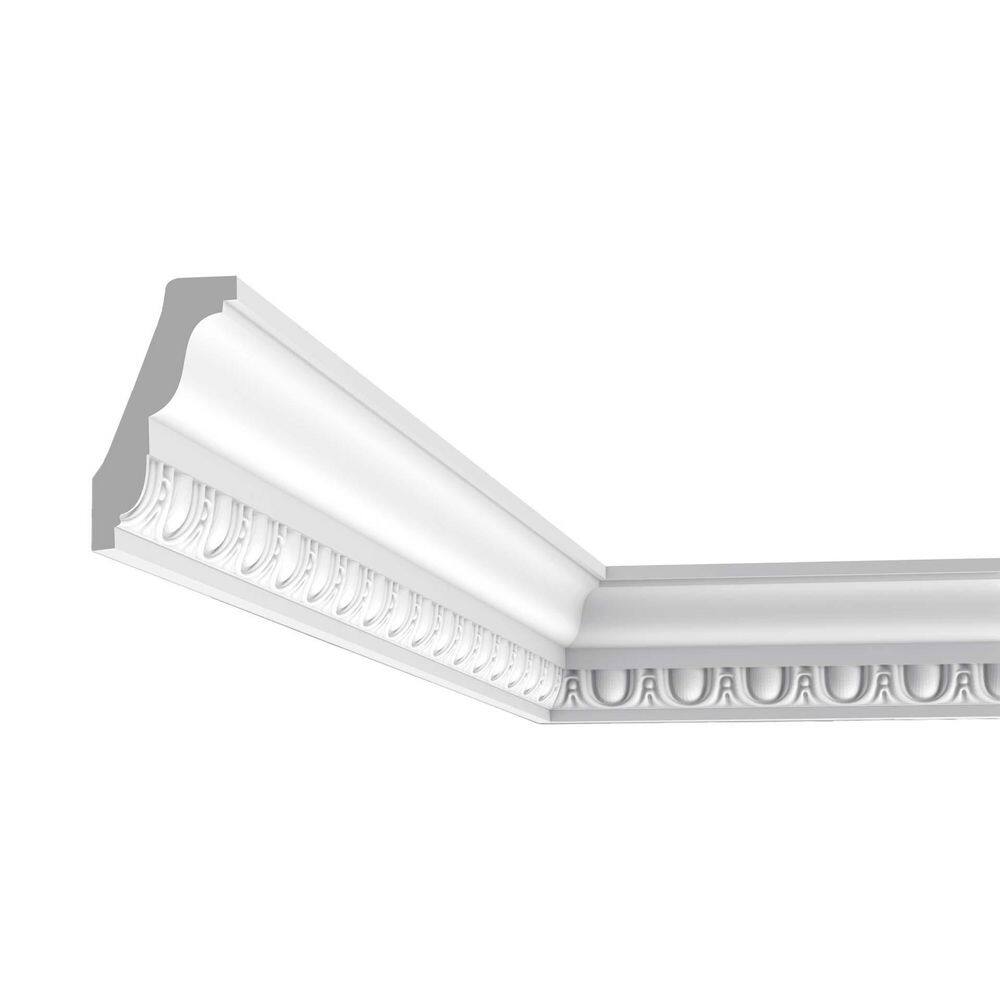 ORAC DECOR 3 in. x 1-5/8 in. x 78-3/4 in. Egg and Dart Primed White High Density Polyurethane Crown Moulding (2-Pack)