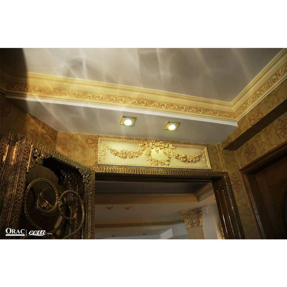 ORAC DECOR 5-5/8 in. x 2-1/2 in. x 78-3/4 in. Floral and Leaves Primed White High Density Polyurethane Crown Moulding