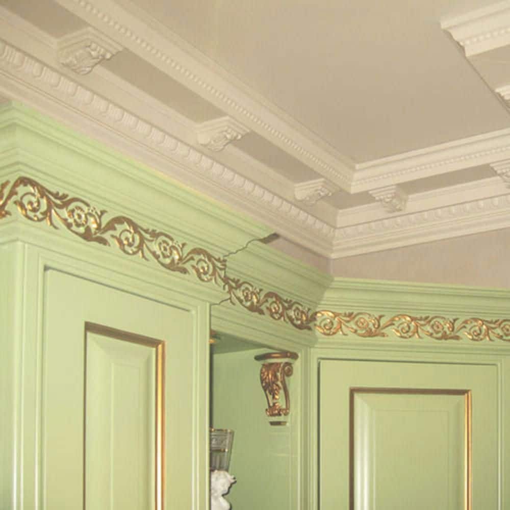 ORAC DECOR 5-5/8 in. x 2-1/2 in. x 78-3/4 in. Floral and Leaves Primed White High Density Polyurethane Crown Moulding
