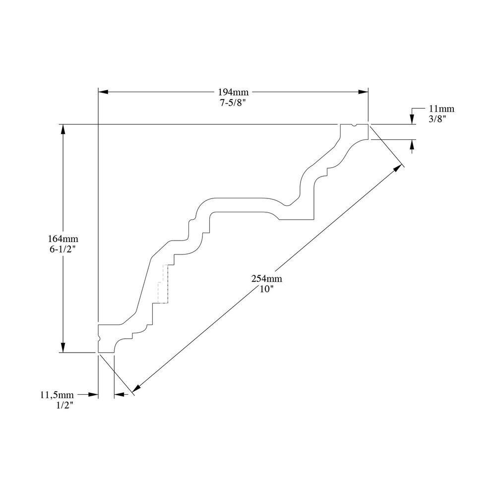 ORAC DECOR 6-1/2 in. x 7-5/8 in. x 78-3/4 in. Dentil Primed White High Density Polyurethane Crown Moulding