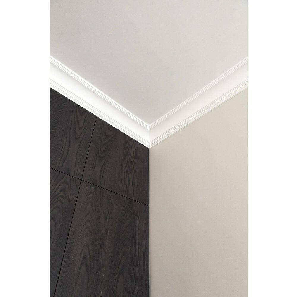 ORAC DECOR 4-5/8 in. x 4-5/8 in. x 78-3/4 in. Dentil Primed White High Impact Polystyrene Crown Moulding (3-Pack)