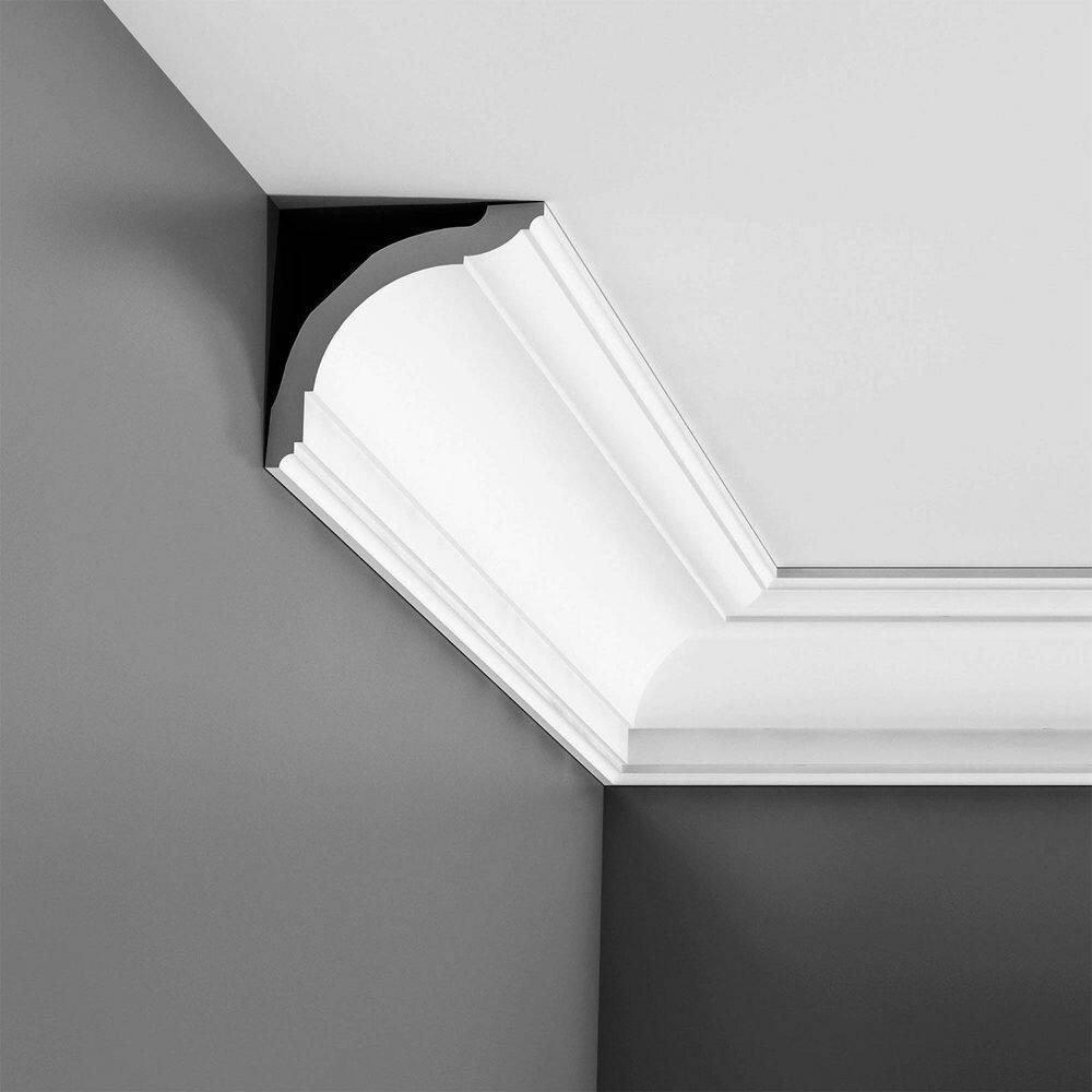 ORAC DECOR 3-3/4 in. x 3-3/4 in. x 78-3/4 in. Primed White Plain Polystyrene Crown Moulding (14-Pack)