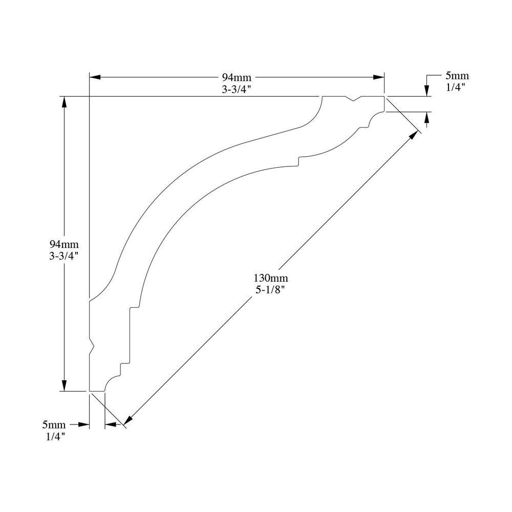 ORAC DECOR 3-3/4 in. x 3-3/4 in. x 78-3/4 in. Primed White Plain Polystyrene Crown Moulding (14-Pack)