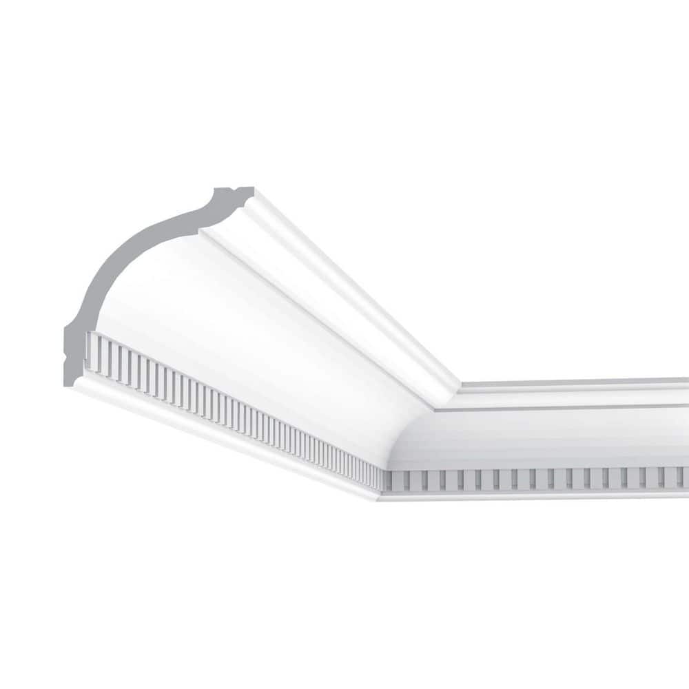 ORAC DECOR 5-5/8 in. x 3-3/4 in. x 78-3/4 in. Dentil Primed White High Impact Polystyrene Crown Moulding (2-Pack)