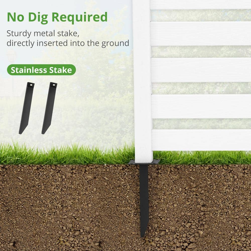 38 in. W x 46 in. H White Outdoor No Dig Fence Poly Plastic Picket Fence Panel Decorative Garden Privacy Fence(2-Pack)