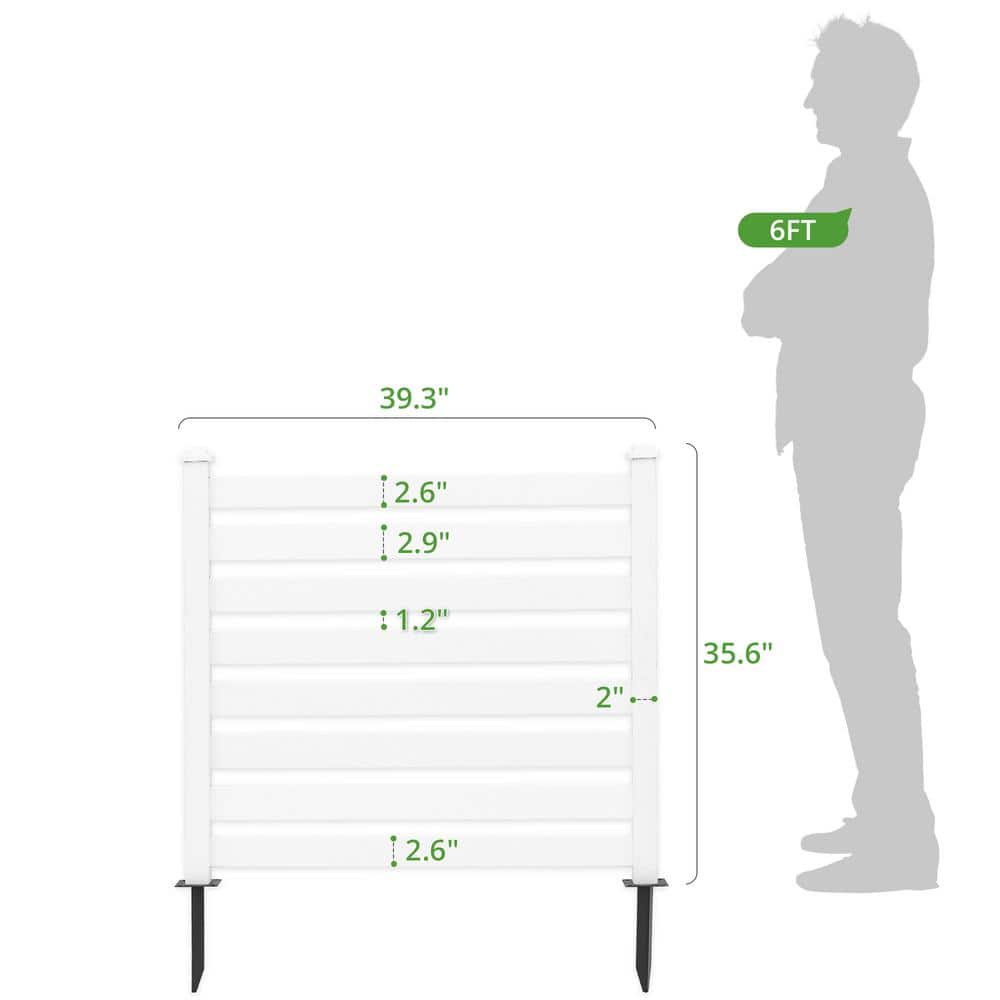 38 in. W x 46 in. H White Outdoor No Dig Fence Poly Plastic Picket Fence Panel Decorative Garden Privacy Fence(2-Pack)