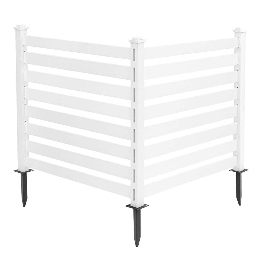38 in. W x 46 in. H White Outdoor No Dig Fence Poly Plastic Picket Fence Panel Decorative Garden Privacy Fence(2-Pack)