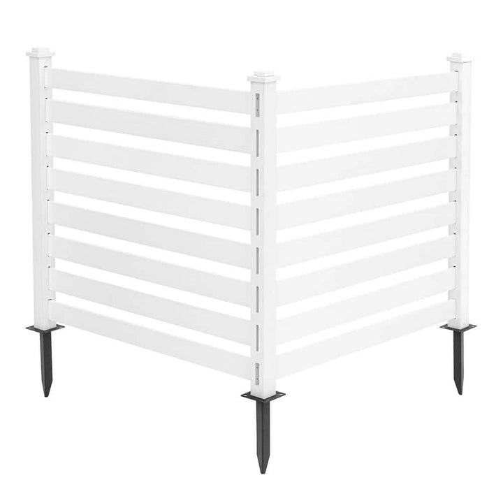 38 in. W x 46 in. H White Outdoor No Dig Fence Poly Plastic Picket Fence Panel Decorative Garden Privacy Fence(2-Pack)