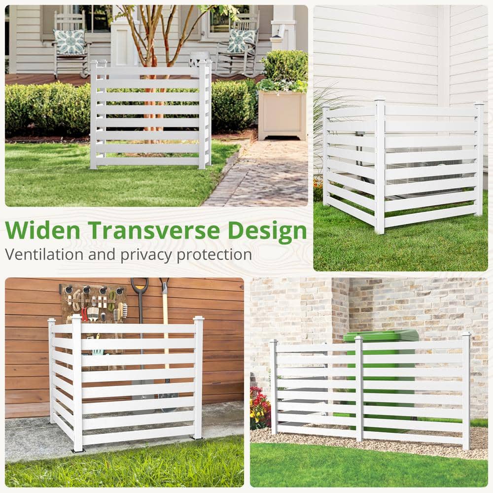 38 in. W x 46 in. H White Outdoor No Dig Fence Poly Plastic Picket Fence Panel Decorative Garden Privacy Fence(2-Pack)