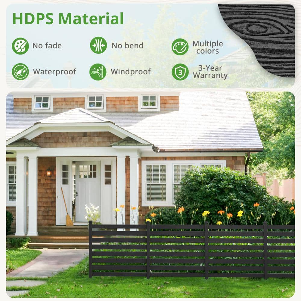 38 in. W x 46 in. H White Outdoor No Dig Fence Poly Plastic Picket Fence Panel Decorative Garden Privacy Fence(2-Pack)