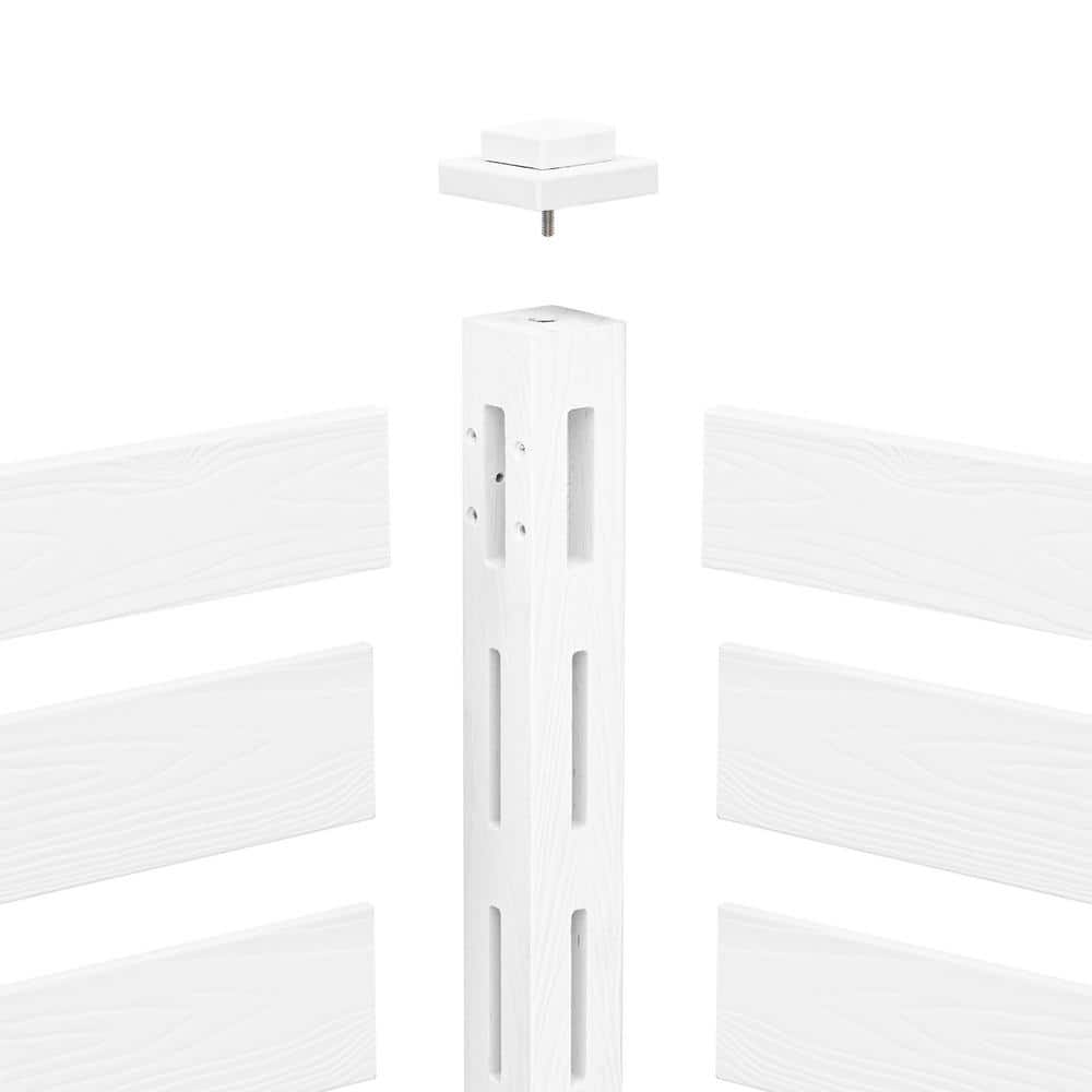 38 in. W x 46 in. H White Outdoor No Dig Fence Poly Plastic Picket Fence Panel Decorative Garden Privacy Fence(2-Pack)