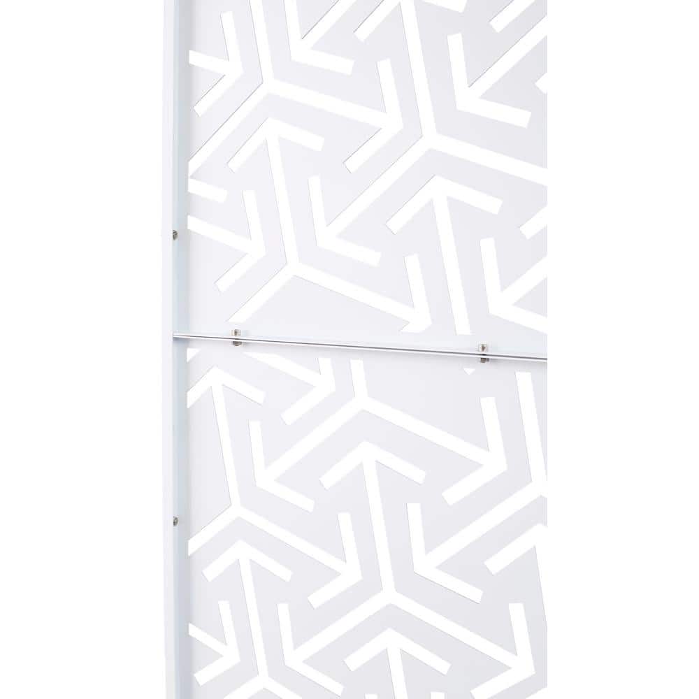 76 in. H x 48 in. W Metal Freestanding Decorative Privacy Screen in White, Outdoor and Indoor Privacy Fence Panels