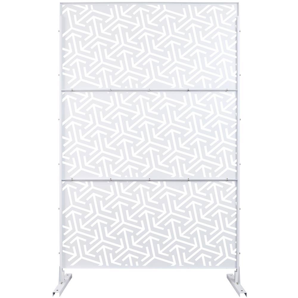 76 in. H x 48 in. W Metal Freestanding Decorative Privacy Screen in White, Outdoor and Indoor Privacy Fence Panels