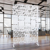76 in. H x 48 in. W Metal Freestanding Decorative Privacy Screen in White, Outdoor and Indoor Privacy Fence Panels