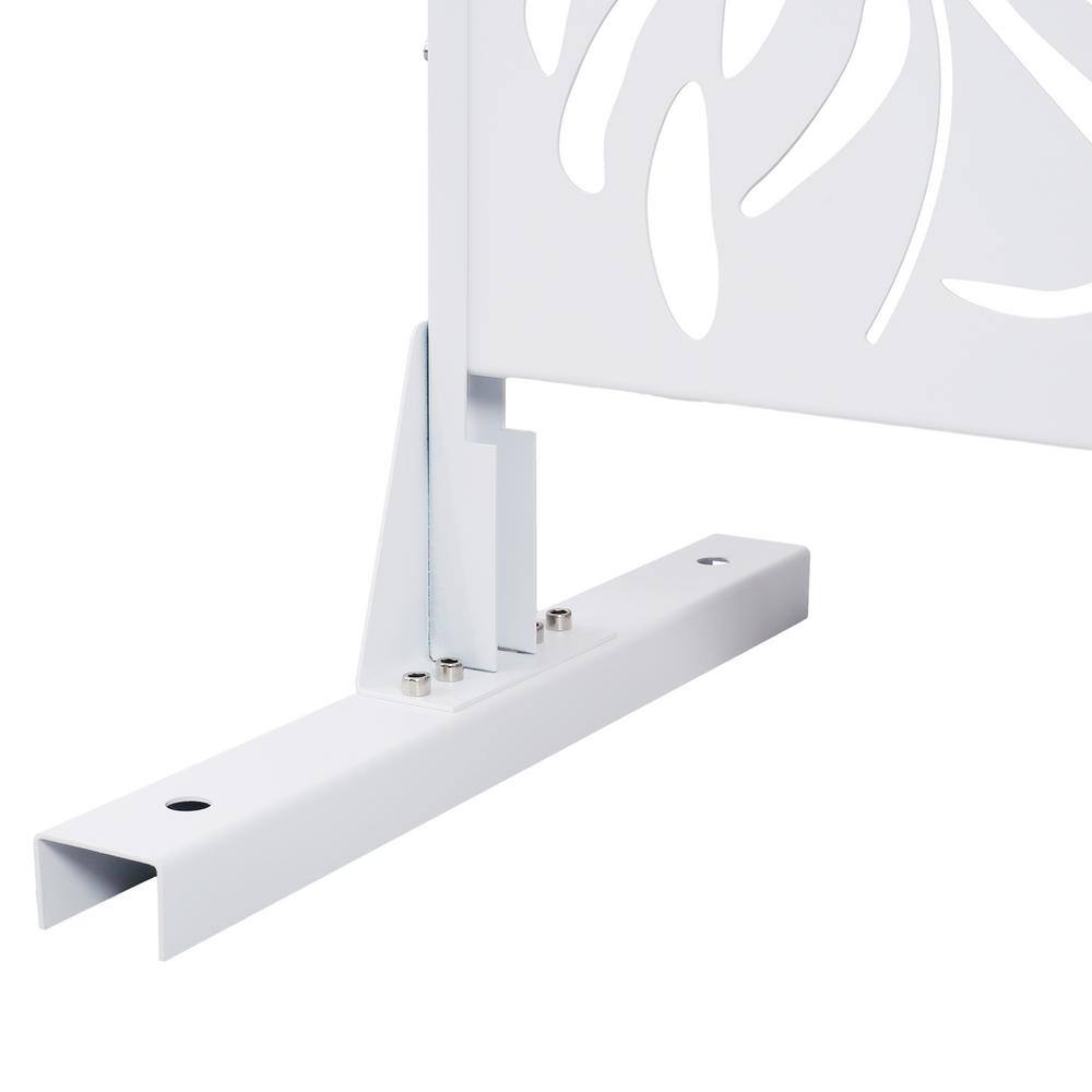 76 in. H x 48 in. W Leaf Hollow Shape Metal Freestanding Decorative Privacy Screen in White, Outdoor and Indoor