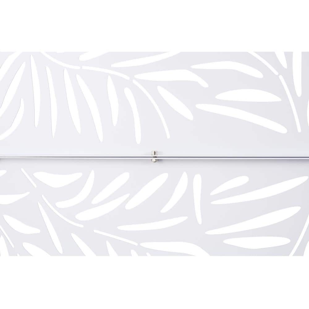 76 in. H x 48 in. W Leaf Hollow Shape Metal Freestanding Decorative Privacy Screen in White, Outdoor and Indoor