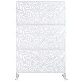 76 in. H x 48 in. W Leaf Hollow Shape Metal Freestanding Decorative Privacy Screen in White, Outdoor and Indoor