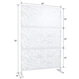 76 in. H x 48 in. W Leaf Hollow Shape Metal Freestanding Decorative Privacy Screen in White, Outdoor and Indoor