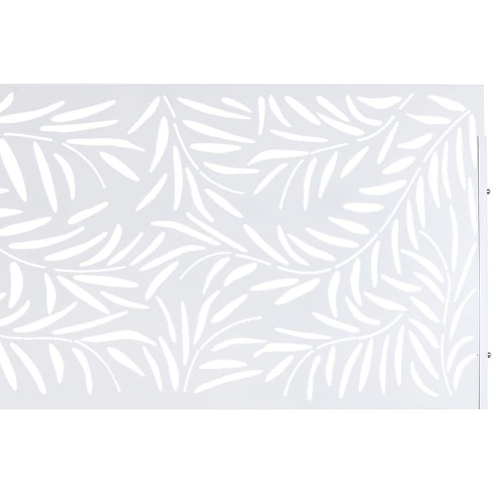 76 in. H x 48 in. W Leaf Hollow Shape Metal Freestanding Decorative Privacy Screen in White, Outdoor and Indoor