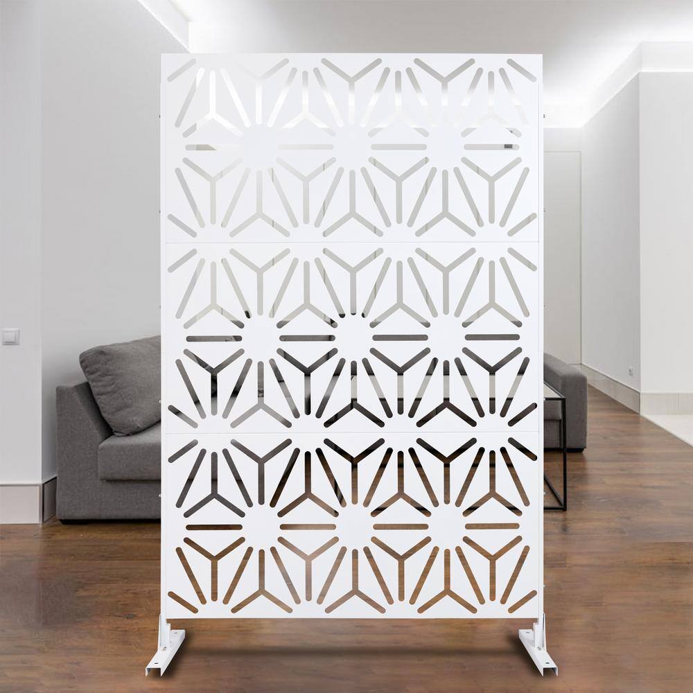 6.3 ft. H x 4 ft. W White Metal Outdoor Privacy Panels Freestanding Garden Fence Panels Decorative Screen Panel