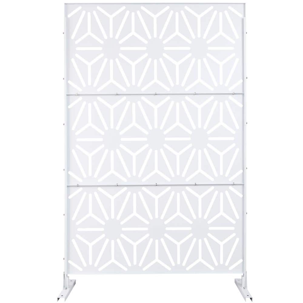 6.3 ft. H x 4 ft. W White Metal Outdoor Privacy Panels Freestanding Garden Fence Panels Decorative Screen Panel