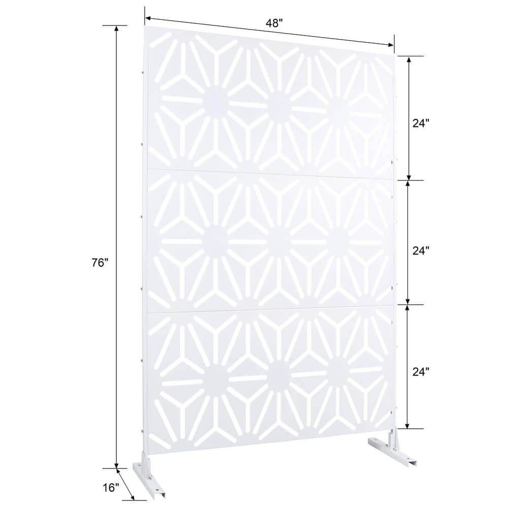 6.3 ft. H x 4 ft. W White Metal Outdoor Privacy Panels Freestanding Garden Fence Panels Decorative Screen Panel