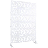 6.3 ft. H x 4 ft. W White Metal Outdoor Privacy Panels Freestanding Garden Fence Panels Decorative Screen Panel