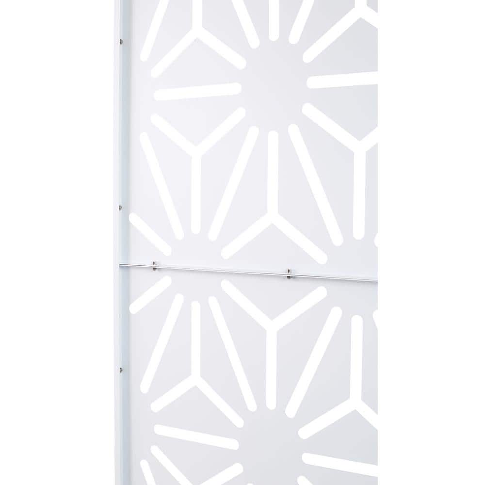 6.3 ft. H x 4 ft. W White Metal Outdoor Privacy Panels Freestanding Garden Fence Panels Decorative Screen Panel