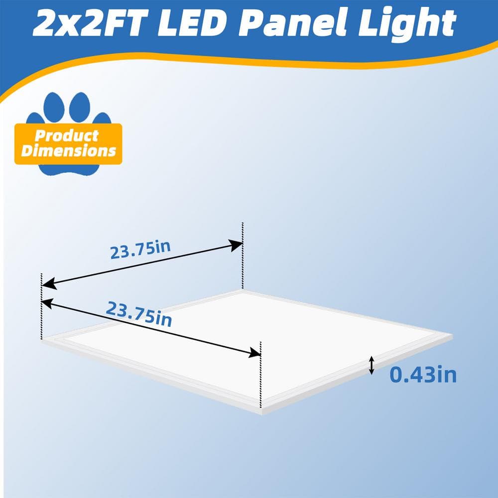 Honbei 10Pack 2 ft. x 2 ft. 5800 Lumens Integrated LED Panel Light,5000K 2X2 Drop Ceiling LED Light Panel,Lighting for Office
