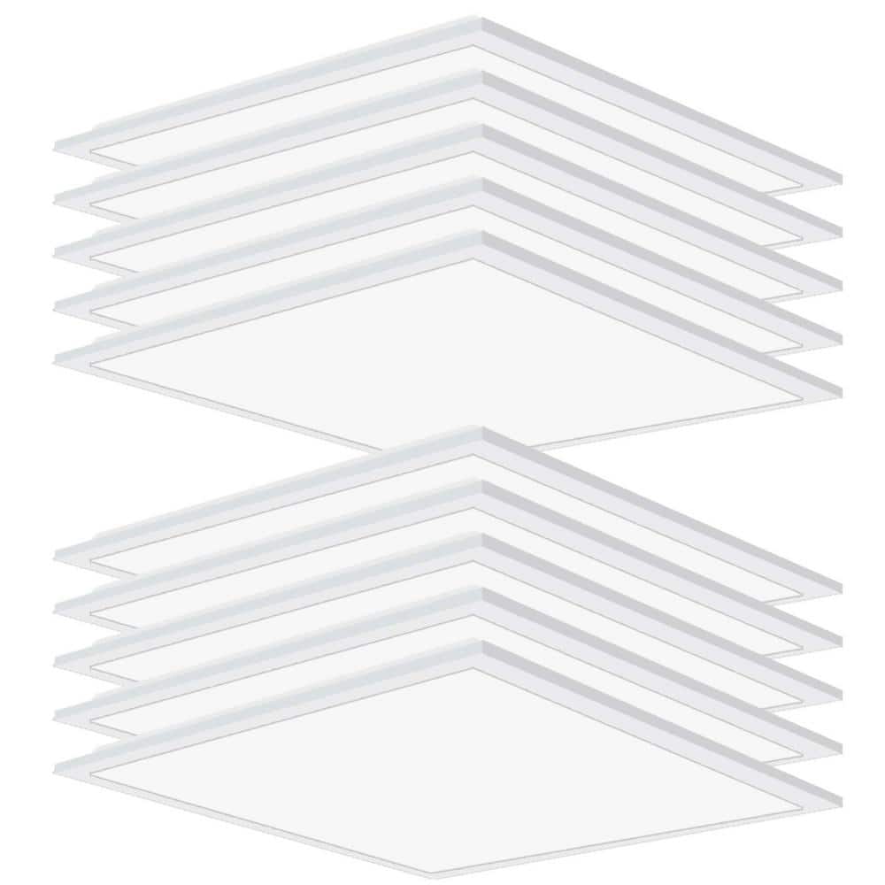 Honbei 10Pack 2 ft. x 2 ft. 5800 Lumens Integrated LED Panel Light,5000K 2X2 Drop Ceiling LED Light Panel,Lighting for Office