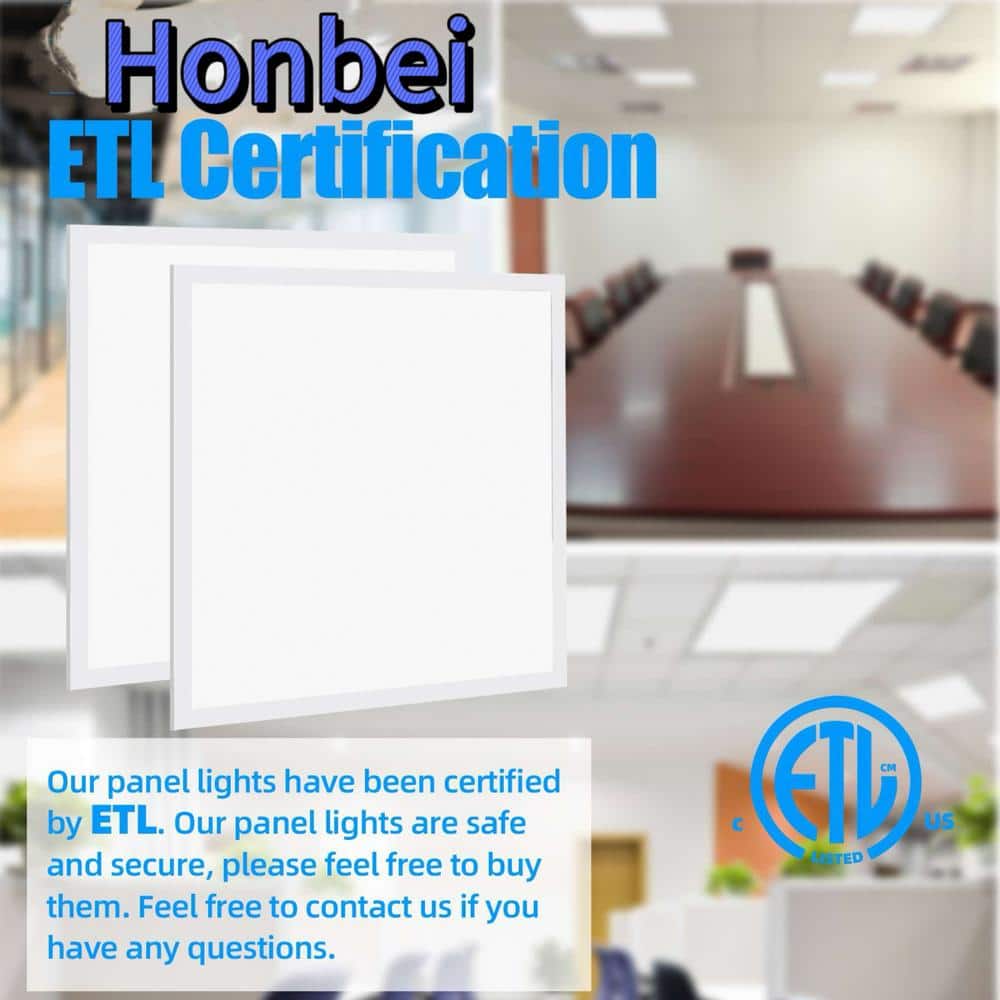 Honbei 2 ft. x 2 ft. 5800 Lumens Integrated LED Panel Light 5000K Recesed Edge-Lit 2X2 ft LED Troffer Flat Panel Light (2-Pack)