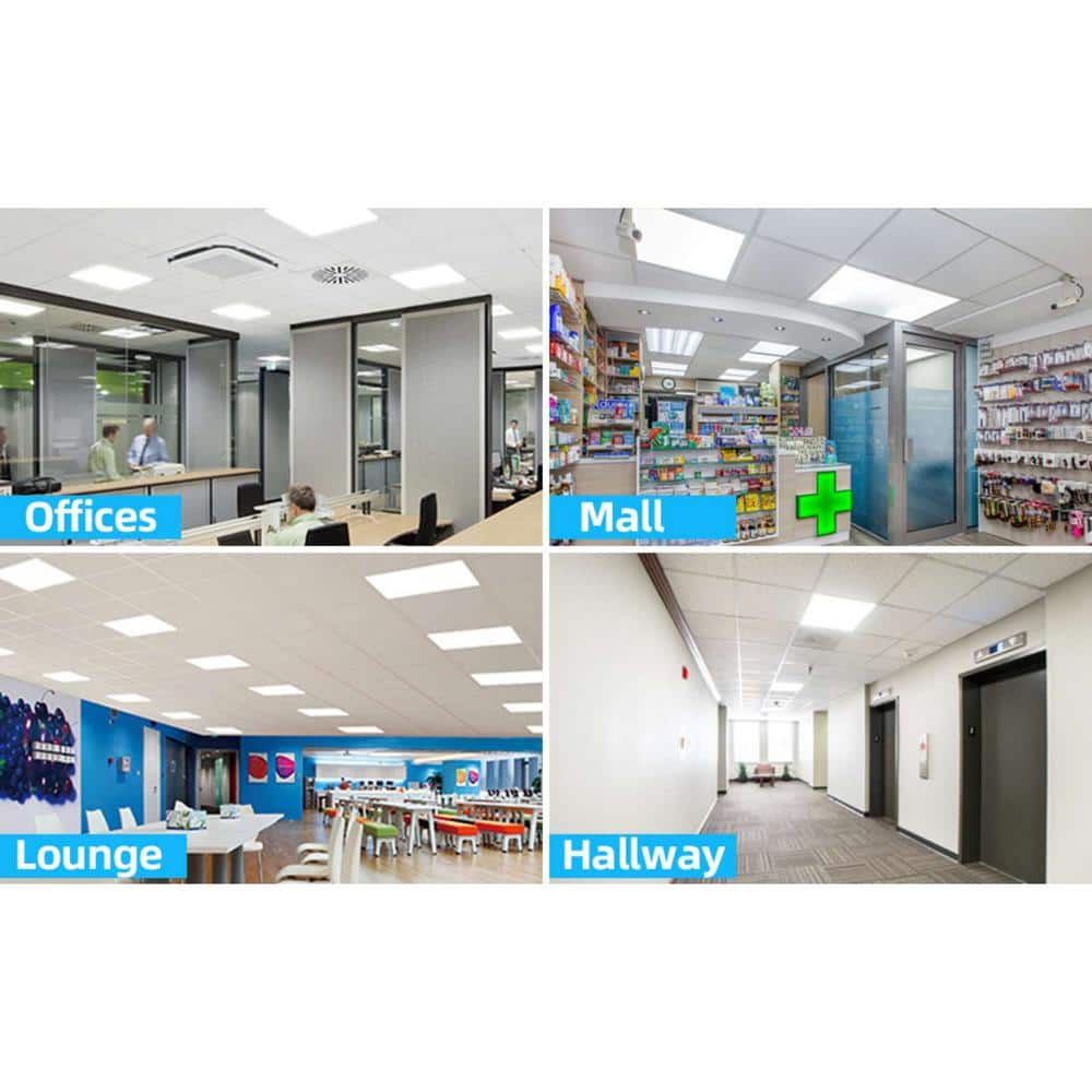 Honbei 2 ft. x 2 ft. 5800 Lumens Integrated LED Panel Light, 5000K2X2 FT Drop Ceiling Flat LED Light Panel, ETL Listed 4 Pack
